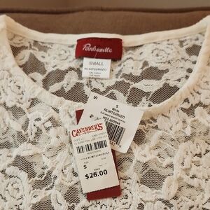 Cream Lace Blouse with Scalloped Edges